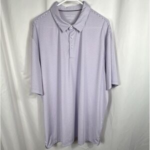 Michel Rouen Polo Shirt Lavender‎ & White Striped Short Sleeve Men's 3XL